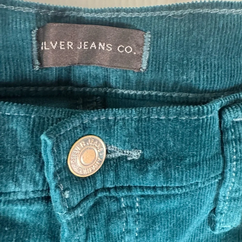 Silver Jeans Co Teal Highly Desirable Straight Corduroy Pants Womens Size 30